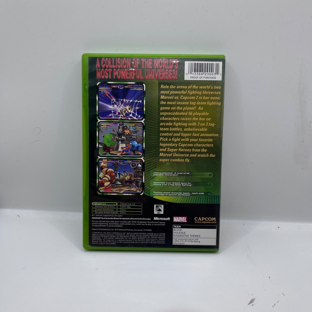Capcom Marvel vs Capcom 2 Xbox Original NTSC Green Case Complete CIB Fighting - Picture 2 of 5
